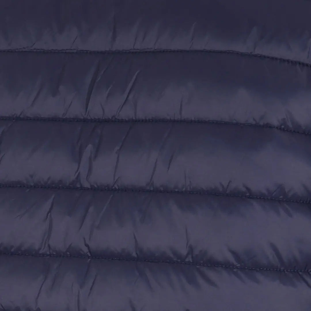 Close-up detail of a Sub Zero mens lightweight synthetic insulated jacket in navy blue showing the micro stitching employed in the baffle construction