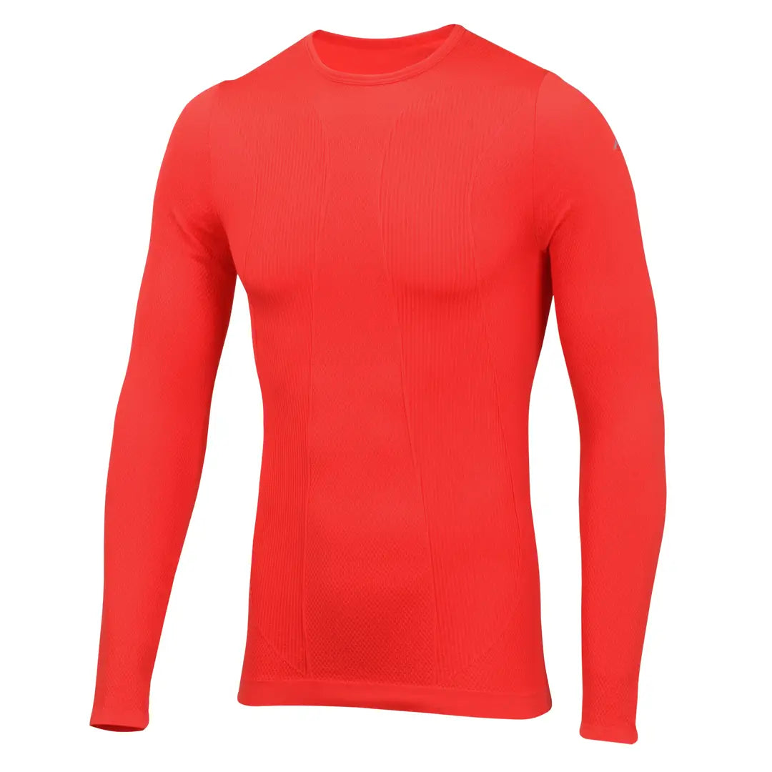 Sub Zero mens Factor 1 Plus long sleeve base layer top in red showing the body mapping zones