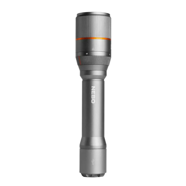 Nebo Davinci flashlight shown upright on a white background