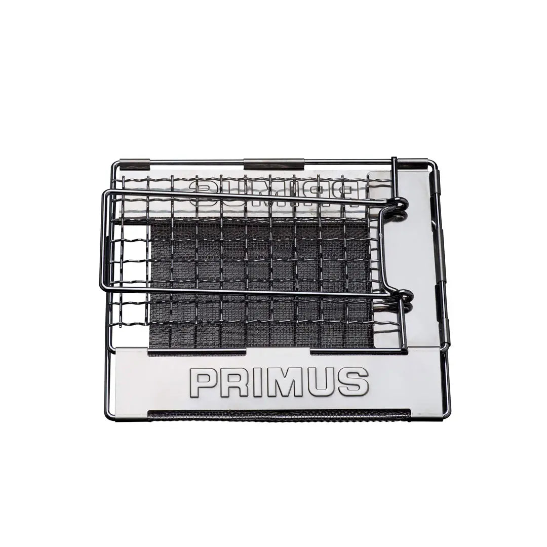 Primus toaster collapsed ready for packing on a white background