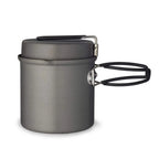 Primus Litech trek kettle with the main hadles open on a white background