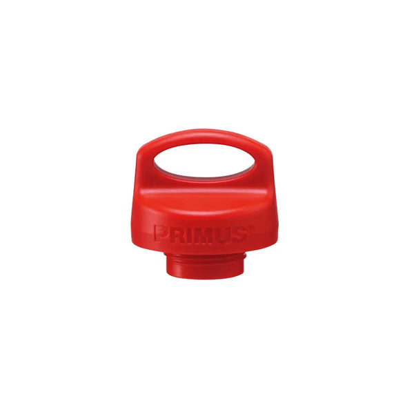 Red Primus childproof fuel bottle cap on a white background