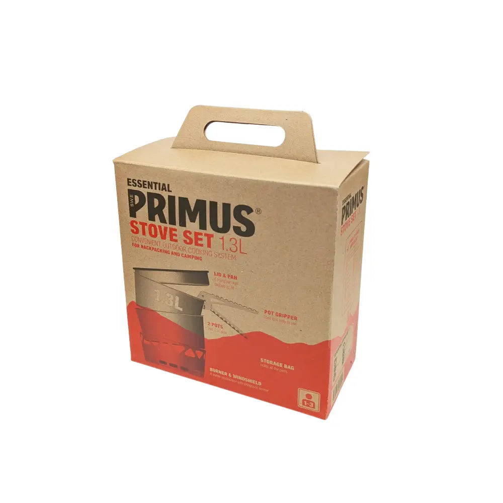 Primus Essential Gas Stove Set 1300ml packaging on a white background