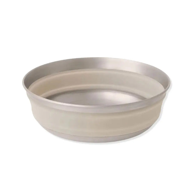 Fully extended Sea To Summit Detour Stainless Steel Collapsible Bowl in grey colour