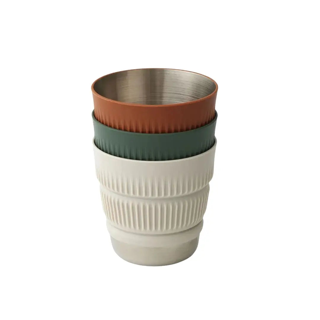 Sea To Summit Expanded Detour Stainless Steel Collapsible Mugsstacked for storage