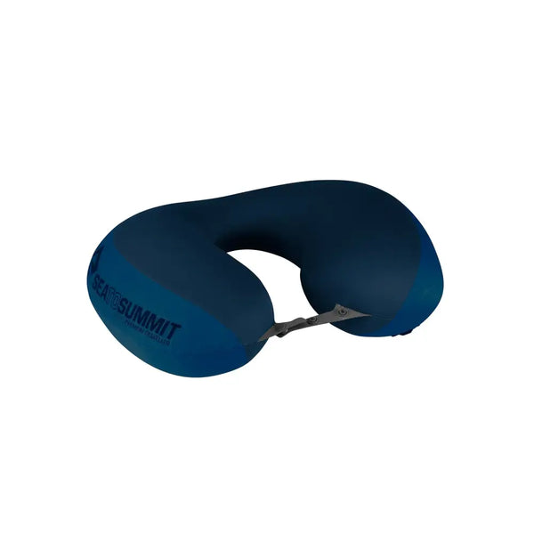 Sea To Summit Premium Traveller Aeros Neck Pillow in navy blue shown against a plain white background