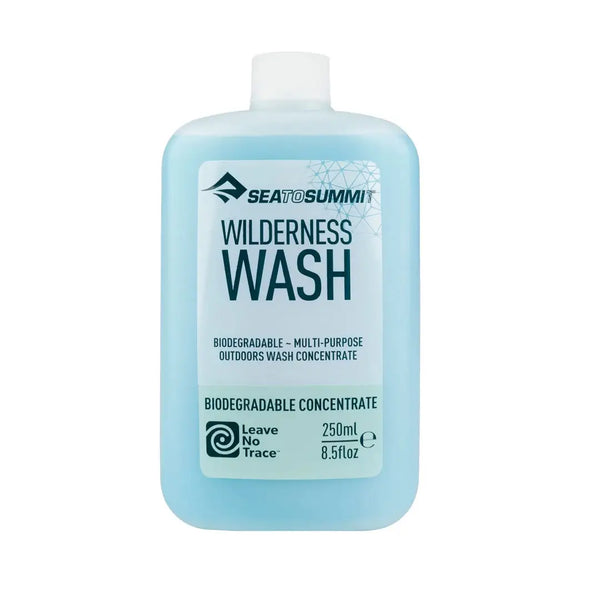 Front detail of Sea To Summit Wilderness wash liquid soap bottle in 250ml version