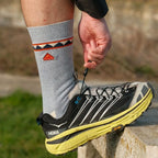 Sealskinz Kimberley bamboo hiking sock worn with a Hoka trainer outdoors