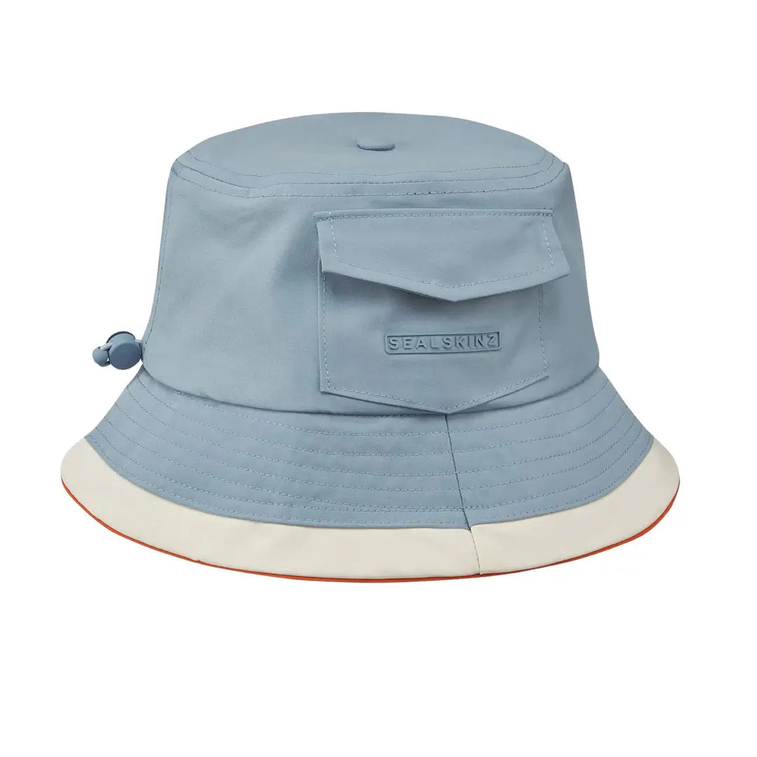 Front view of Sealskinz Seething SPF 40+ waterproof lightweight bucket hat in blue colour