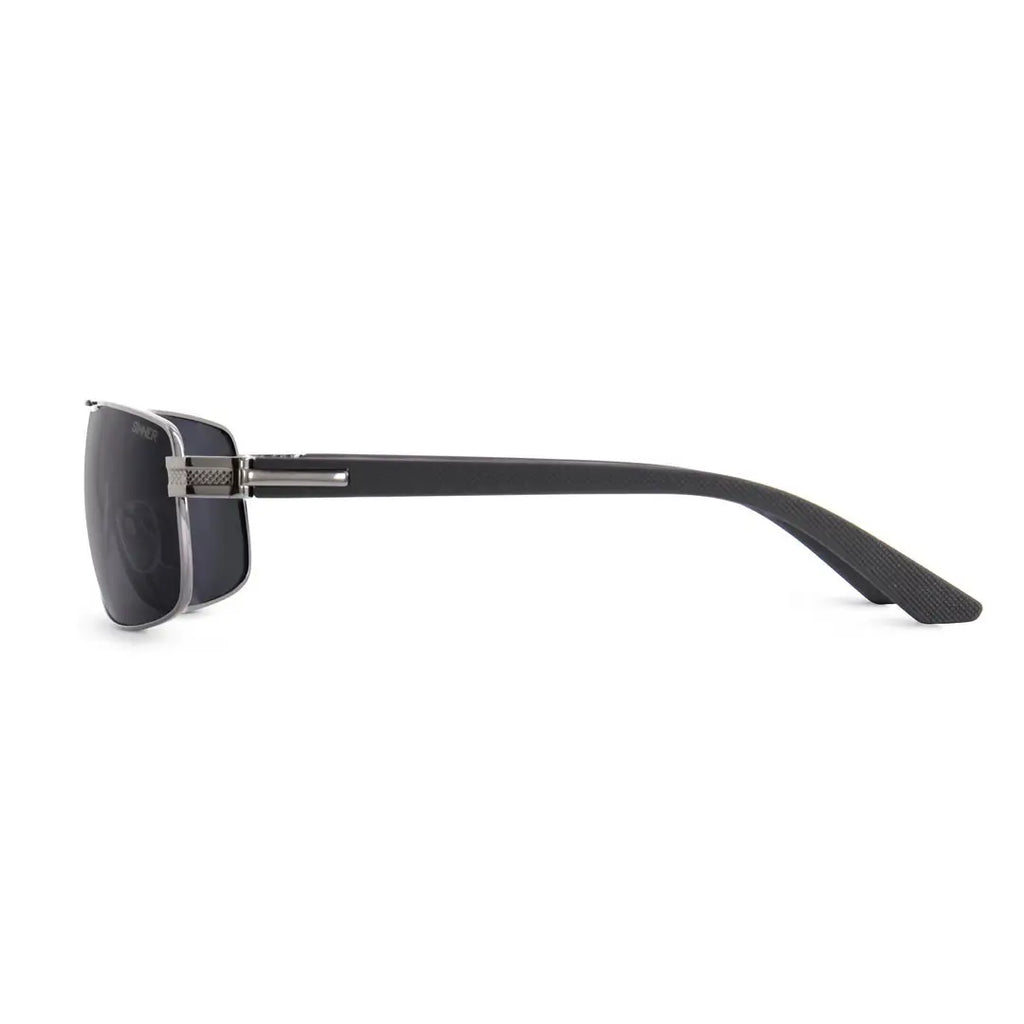 Side view of Sinner Durness wire framed polarised sunglasses showing the extended arms 