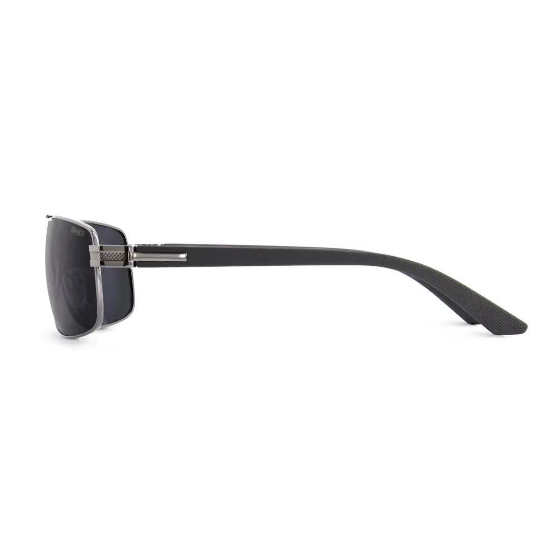 Side view of Sinner Durness wire framed polarised sunglasses showing the extended arms 