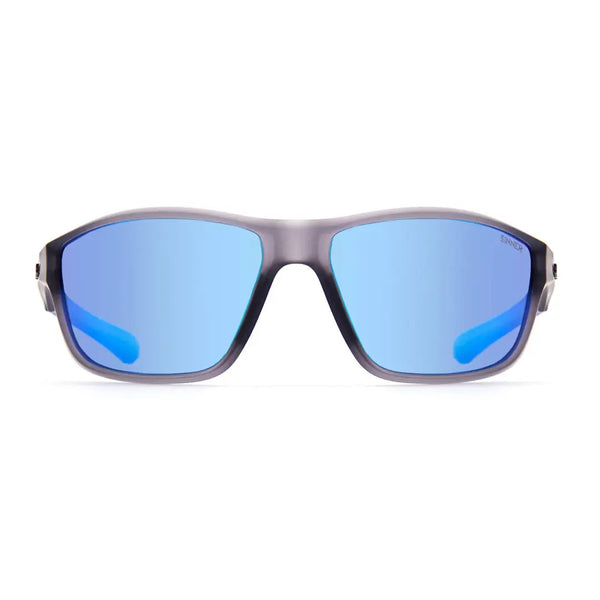 Front detail of Sinner Eyak polarised sunglasses in cry grey