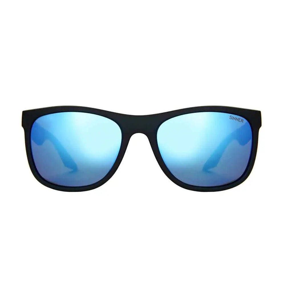 Sinner Rockford polarised sunglasses in matte black colour shown from the front on a white background