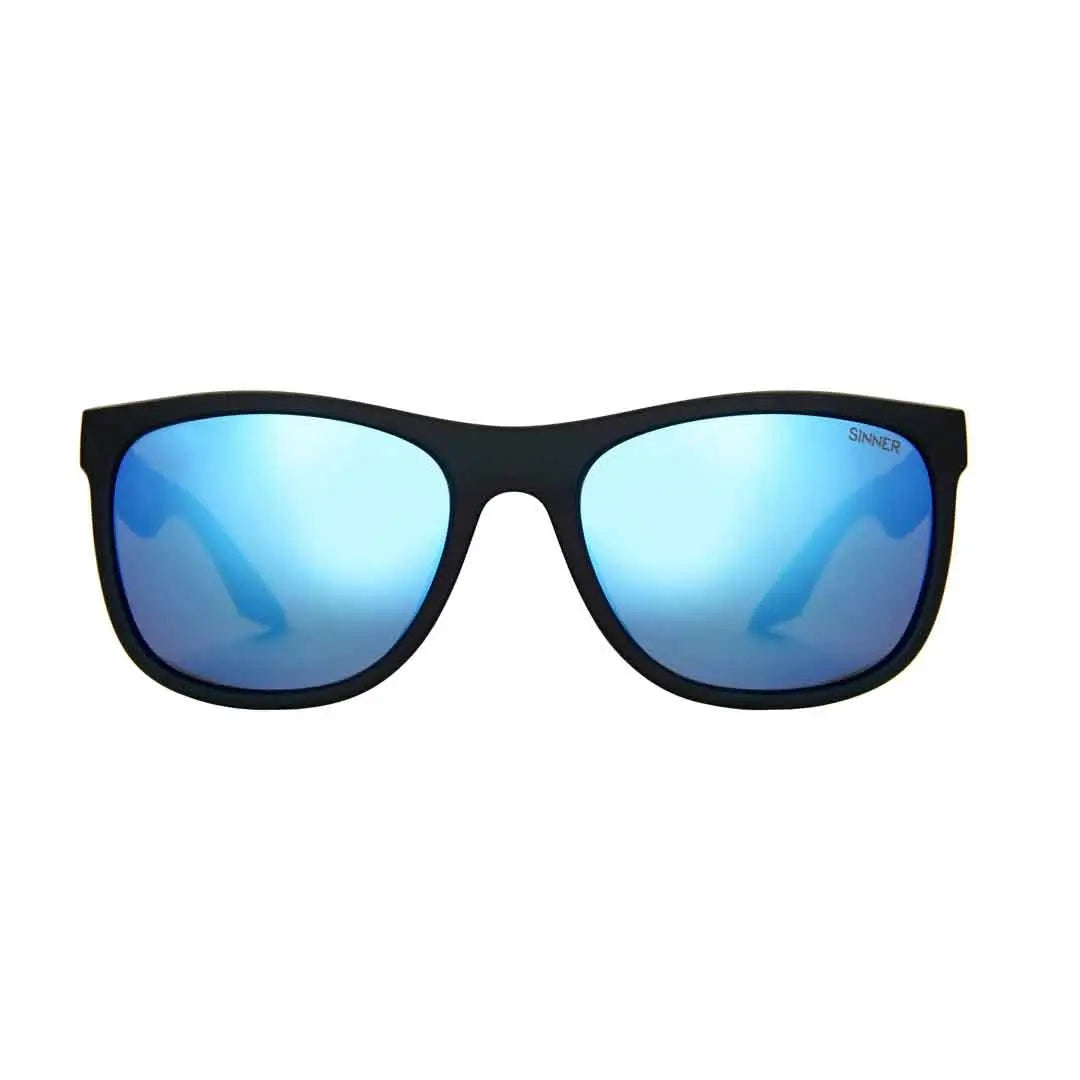 Sinner Rockford polarised sunglasses in matte black colour shown from the front on a white background