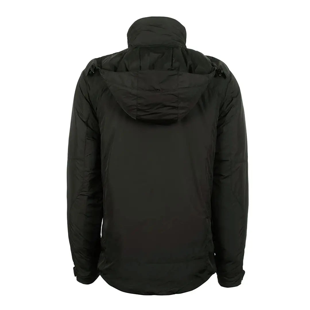 Back image of Snugpak Arrowhead insulated windproof jacket in black on a white background