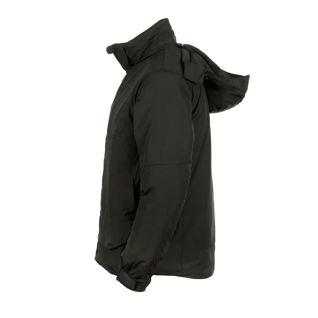 Side image of Snugpak Arrowhead insulated windproof jacket in black on a white background