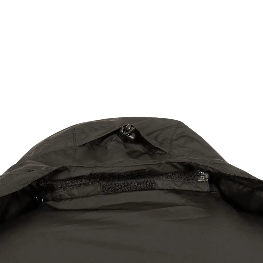 Back hood holder image of Snugpak Arrowhead insulated windproof jacket in black on a white background