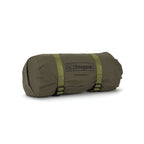 Studio shot on a white background of a Snugpak Stratosphere Bivi shelter packed in its compression sack