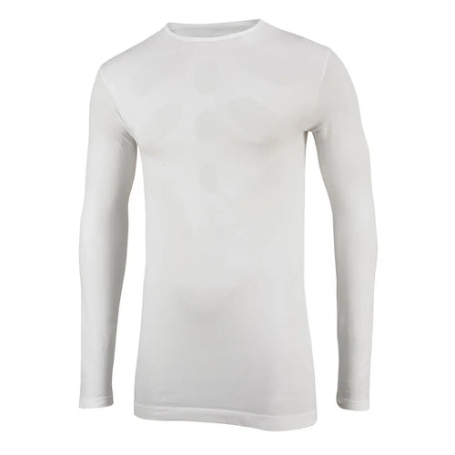 Front detail of a Sub Zero All Active Mens Aerobic Long Sleeve Top in white on a white background