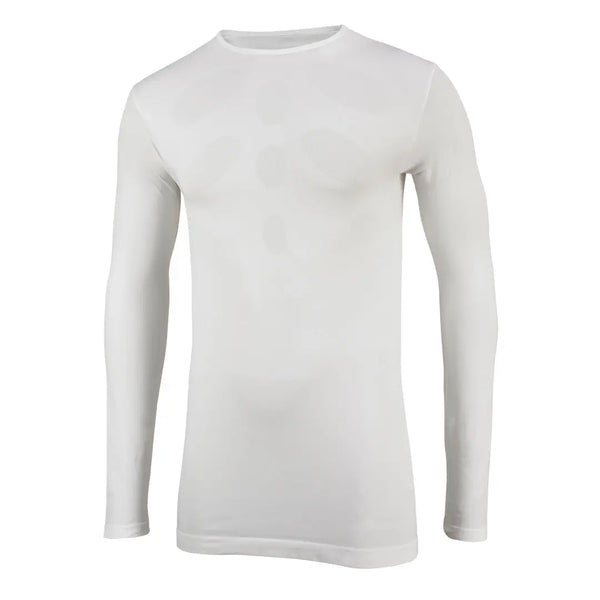Front detail of a Sub Zero All Active Mens Aerobic Long Sleeve Top in white on a white background
