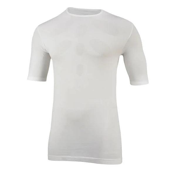 Sub Zero All Active mens aerobic short sleeve top in white on a white background
