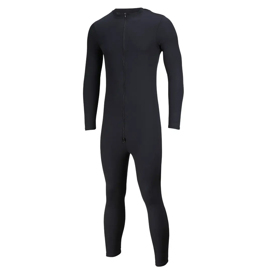 Sub Zero Cool T wicking onesie in black colour shown against a white background