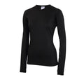 Front detail of Sub Zero womens thermal long sleeve mid layer round neck in colour black