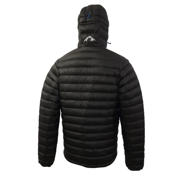 Sub Standard Sub Zero mens lightweight down hoody showing the back detail with the hood up