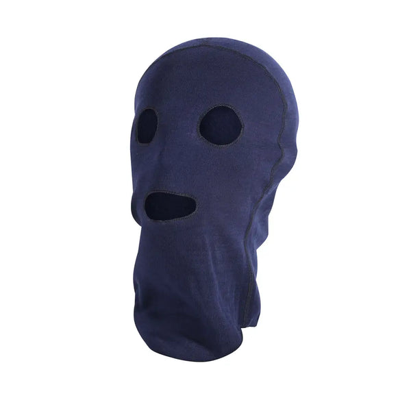 Sub Zero Meraklon three hole thermal balaclava in navy on a white background