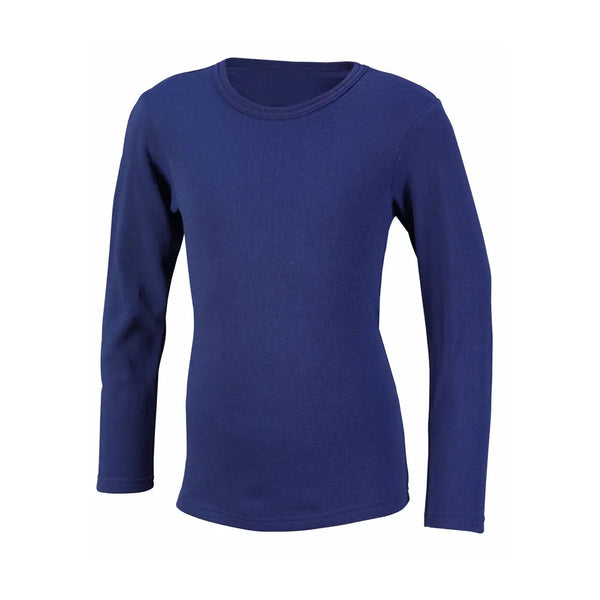 Front detail of a Sub Zero Meraklon long sleeve mid layer round neck thermal top in navy blue colour