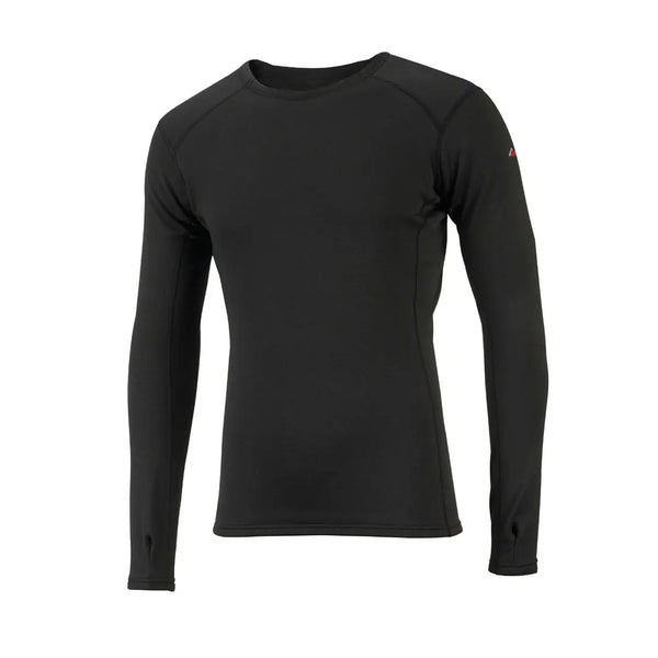 Front shot of a sub zero mens Factor 2 long sleeve thermal mid layer top in black