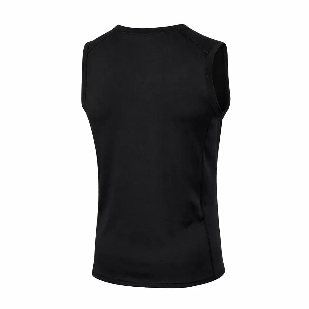 Reverse shot of Factor 2 Mens Sleeveless Mid Layer Thermal Top in black photographed on a white background
