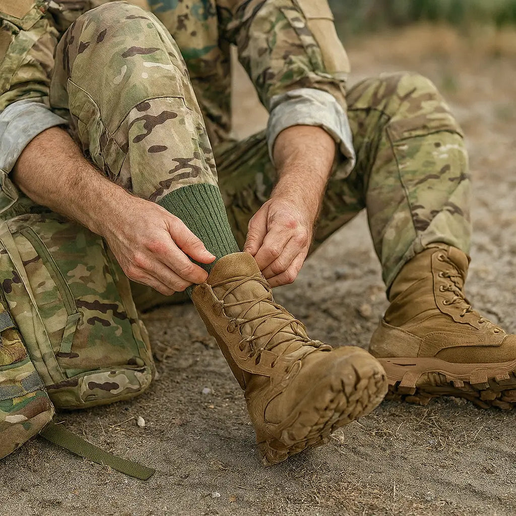 Militärische Wandersocken aus Wolle