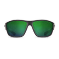 Front detail of Sinner Eyak polarised sunglasses in Cry Black on a white background