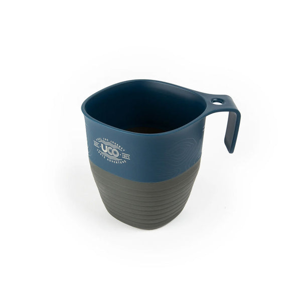 UCO Eco collapsible campo cup in Navy/Grey colour on a white background