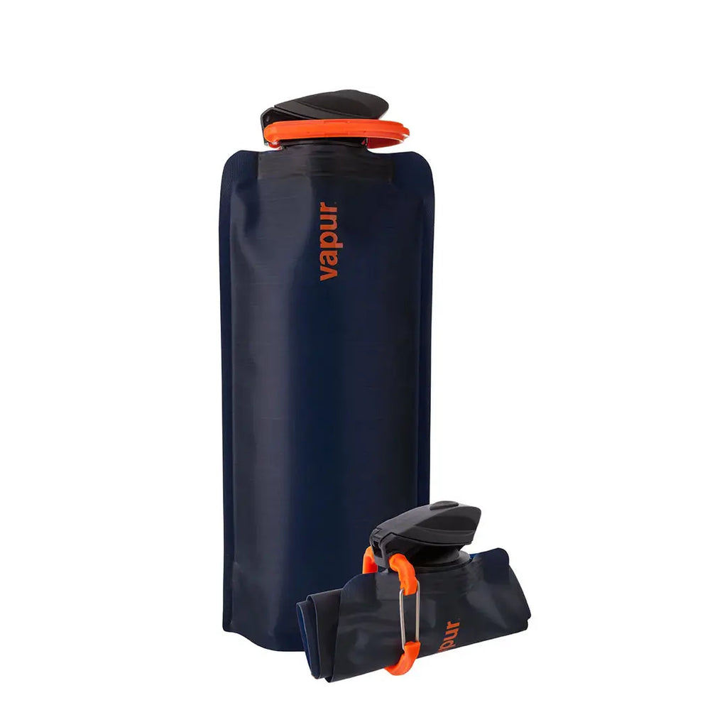 Vapur Eclipse Plastic Anti Bottle in 700ml Night Blue colour showing it rolled and filled. 
