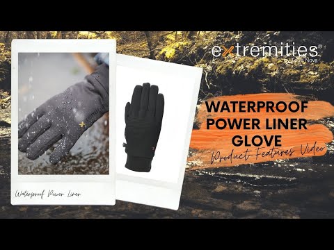 Extremities Waterproof Power Liner Glove instruction video back detail on a white background