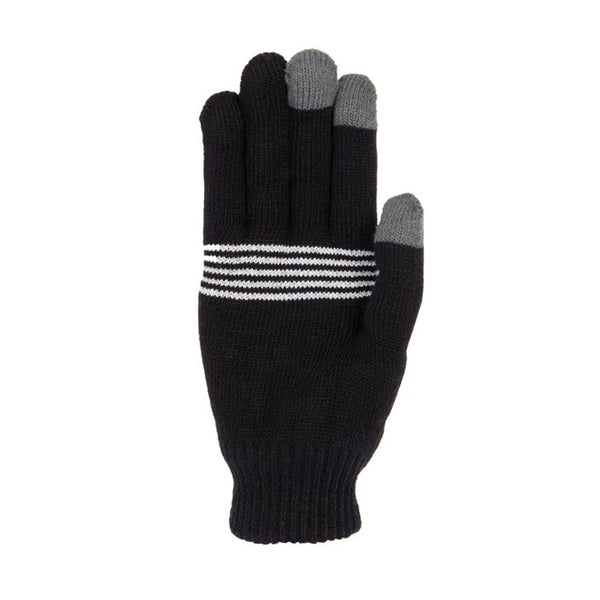 Studio photograph of the palm detail of an Extremities Reflective Thinny Touchscreen Glove on a white background
