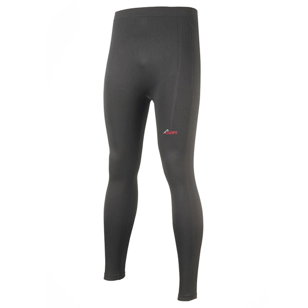 Front detail of Sub Zero Factor 1 plus mens base layer leggings  in black photographed on a white background