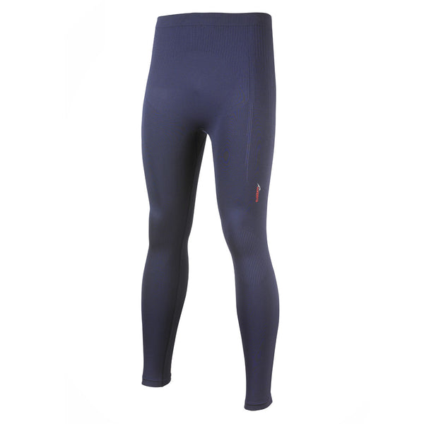 Front detail of a Sub standard Sub Zero Factor 1 Plus base layer leggings in navy colour photographed on a white background