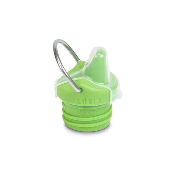 Studio shot on a white background of a Klean Kanteen replacement sippy cap in green