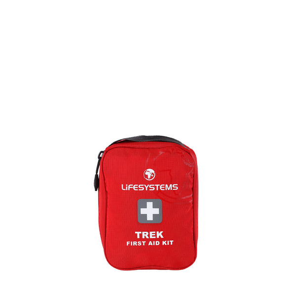 Studio shot on a white background of the front of Lifesystems Trek first aid kit pack