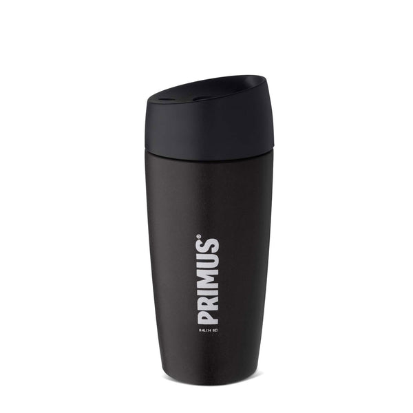 Studio shot on a white background of a 400ml Primus stainless steel commuter mug in black