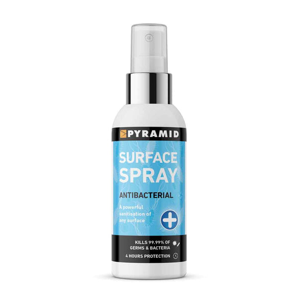 Front image of Pyramid Hysan surface sanitiser spray bottle