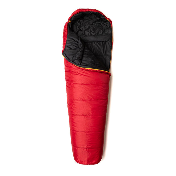 Snugpak The Sleeping Bag TSB half unzipped and opened out in red photographed from above on a white background