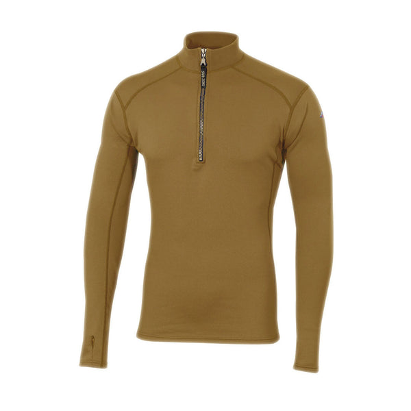 Front view of a Sub Zero Factor 2 Mens Long Sleeve Zip Neck Mid Layer Top  in colour khaki photographed on a white background