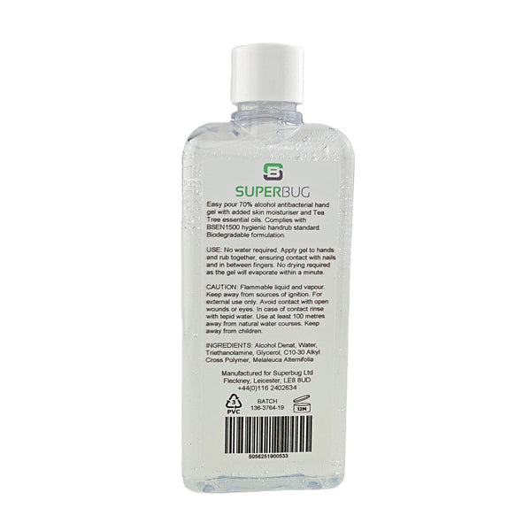 Superbug 70% Alcohol Hand Sanitiser Gel With Tea Tree Oil 100ml